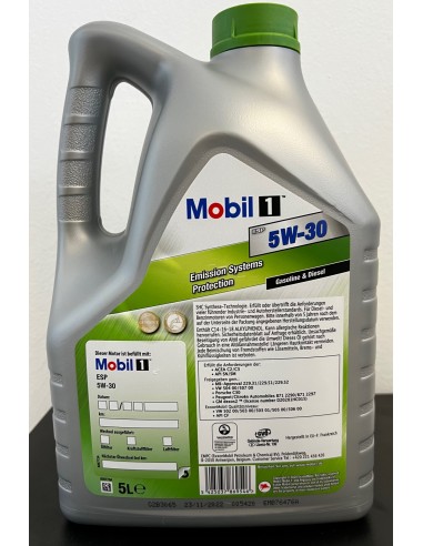 Aceite Mobil 1 Esp Fórmula 5W30; 5 L - 42,50€ -  Capacidad  5 Litros