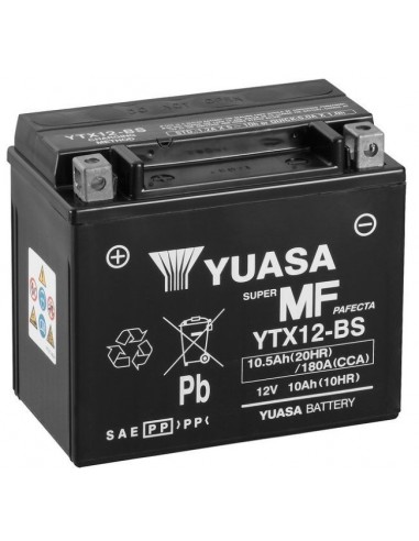 Batería Moto Yuasa YTX12-BS 12V- 10Ah - BENELLI 250 Velvet,350 Zenzero