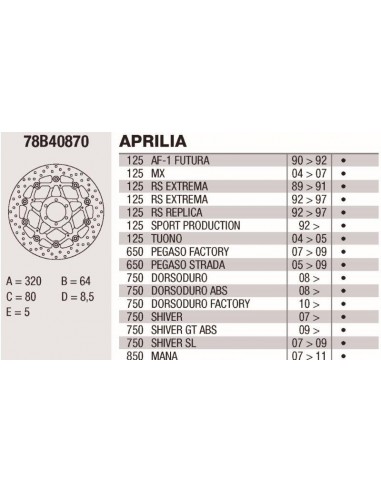 DISCOS BREMBO FLOTANTES ORO 78B40870 - APRILIA SPORT PRODUCTION (92-) 125CC