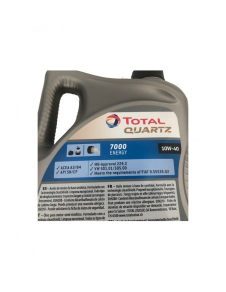Total Quartz 7000 10w40 Aceite de motor de gasolina/diésel, 3 x 5 l = 15  litros